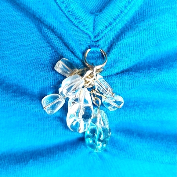 Liz Cliborne Beaded V Neck Tank Top size Medium Blue - Picture 3 of 5